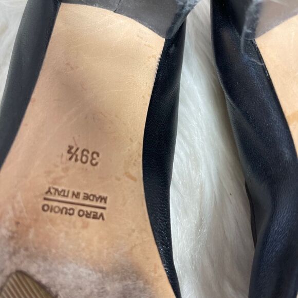 AGL Attilio Giusti Leombruni Black Leather Cap Toe Heels Sz 39.5/7.5 - Picture 6 of 8